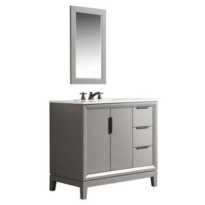 Water Creation Vanity Water Creation VEL036CWCG01 Elizabeth 36 Inch Single Sink Carrara White Marble Vanity In Cashmere Grey With Matching Mirror