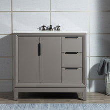 Load image into Gallery viewer, Water Creation Vanity Water Creation VEL036CWCG01 Elizabeth 36 Inch Single Sink Carrara White Marble Vanity In Cashmere Grey With Matching Mirror