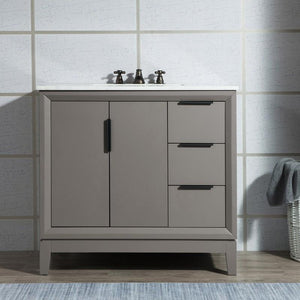 Water Creation Vanity Water Creation VEL036CWCG01 Elizabeth 36 Inch Single Sink Carrara White Marble Vanity In Cashmere Grey With Matching Mirror