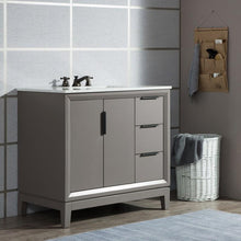Load image into Gallery viewer, Water Creation Vanity Water Creation VEL036CWCG01 Elizabeth 36 Inch Single Sink Carrara White Marble Vanity In Cashmere Grey With Matching Mirror