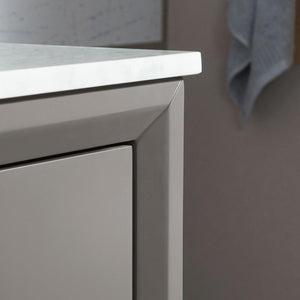 Water Creation Vanity Water Creation VEL036CWCG01 Elizabeth 36 Inch Single Sink Carrara White Marble Vanity In Cashmere Grey With Matching Mirror