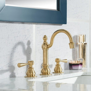 Water Creation Vanity Water Creation VEL036CWMB01 Elizabeth 36 Inch Single Sink Carrara White Marble Vanity In Monarch Blue With Matching Mirror
