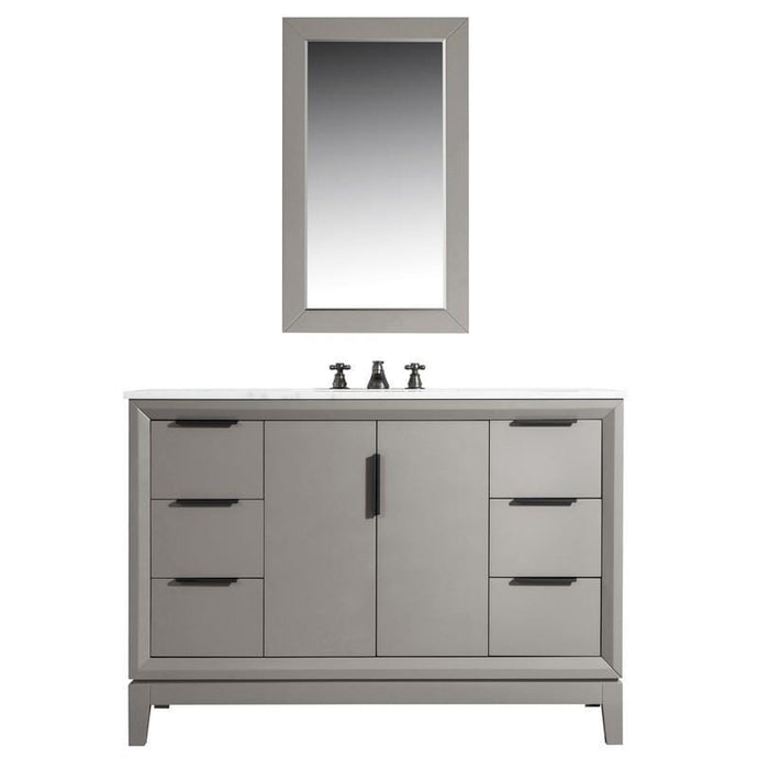 Water Creation Vanity Water Creation VEL048CWCG12 Elizabeth 48 Inch Single Sink Carrara White Marble Vanity In Cashmere Grey with Lavatory Faucet
