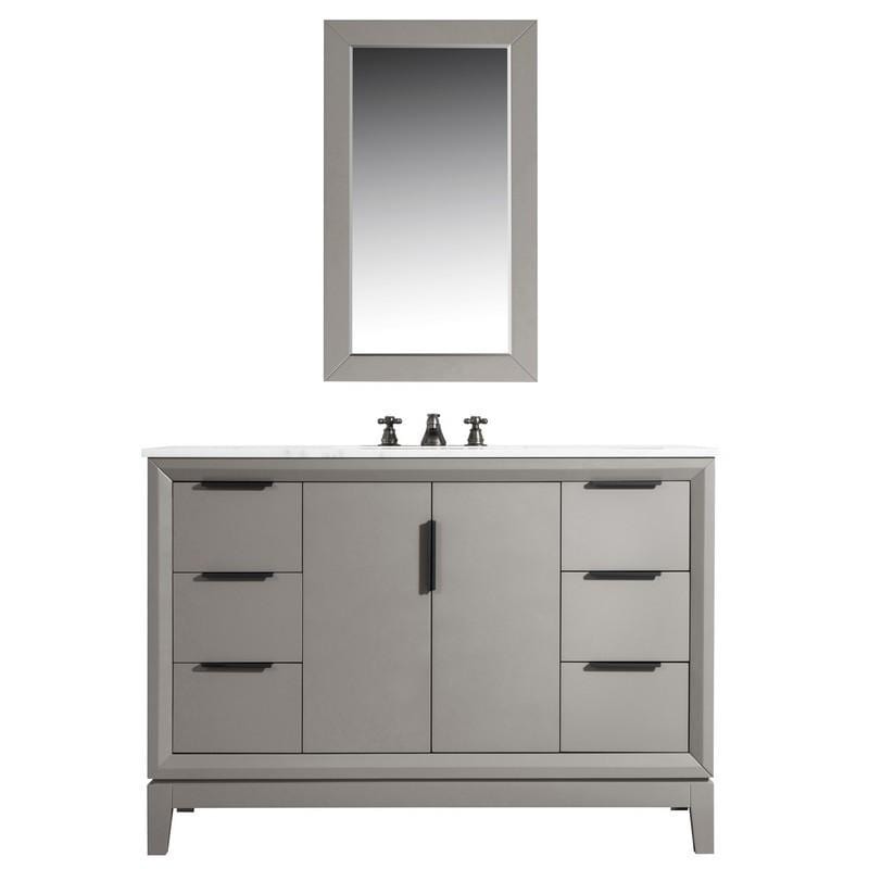 Water Creation Vanity Water Creation VEL048CWCG12 Elizabeth 48 Inch Single Sink Carrara White Marble Vanity In Cashmere Grey with Lavatory Faucet