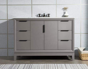 Water Creation Vanity Water Creation VEL048CWCG12 Elizabeth 48 Inch Single Sink Carrara White Marble Vanity In Cashmere Grey with Lavatory Faucet