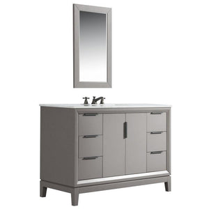 Water Creation Vanity Water Creation VEL048CWCG12 Elizabeth 48 Inch Single Sink Carrara White Marble Vanity In Cashmere Grey with Lavatory Faucet