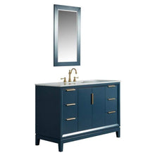 Load image into Gallery viewer, Water Creation Vanity Water Creation VEL048CWMB01 Elizabeth 48 Inch Single Sink Carrara White Marble Vanity In Monarch Blue With Matching Mirror