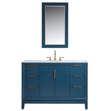 Load image into Gallery viewer, Water Creation Vanity Water Creation VEL048CWMB01 Elizabeth 48 Inch Single Sink Carrara White Marble Vanity In Monarch Blue With Matching Mirror