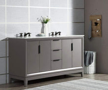 Load image into Gallery viewer, Water Creation Vanity Water Creation VEL060CWCG12 Elizabeth 60 Inch Double Sink Carrara White Marble Vanity In Cashmere Grey with Lavatory Faucet