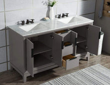 Load image into Gallery viewer, Water Creation Vanity Water Creation VEL060CWCG12 Elizabeth 60 Inch Double Sink Carrara White Marble Vanity In Cashmere Grey with Lavatory Faucet