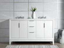 Load image into Gallery viewer, Water Creation Vanity Water Creation VEL060CWPW04 Elizabeth 60 Inch Double Sink Carrara White Marble Vanity In Pure White With Matching Mirror
