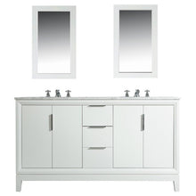 Load image into Gallery viewer, Water Creation Vanity Water Creation VEL060CWPW04 Elizabeth 60 Inch Double Sink Carrara White Marble Vanity In Pure White With Matching Mirror