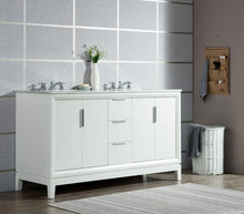 Load image into Gallery viewer, Water Creation Vanity Water Creation VEL060CWPW04 Elizabeth 60 Inch Double Sink Carrara White Marble Vanity In Pure White With Matching Mirror