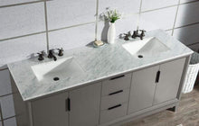 Load image into Gallery viewer, Water Creation Vanity Water Creation VEL072CWCG12 Elizabeth 72 Inch Double Sink Carrara White Marble Vanity In Cashmere Grey with Lavatory Faucet