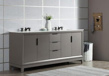 Load image into Gallery viewer, Water Creation Vanity Water Creation VEL072CWCG12 Elizabeth 72 Inch Double Sink Carrara White Marble Vanity In Cashmere Grey with Lavatory Faucet