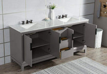Load image into Gallery viewer, Water Creation Vanity Water Creation VEL072CWCG12 Elizabeth 72 Inch Double Sink Carrara White Marble Vanity In Cashmere Grey with Lavatory Faucet