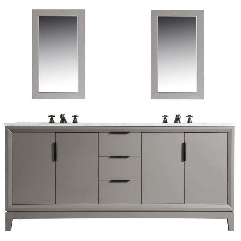 Water Creation Vanity Water Creation VEL072CWCG12 Elizabeth 72 Inch Double Sink Carrara White Marble Vanity In Cashmere Grey with Lavatory Faucet