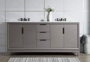 Water Creation Vanity Water Creation VEL072CWCG12 Elizabeth 72 Inch Double Sink Carrara White Marble Vanity In Cashmere Grey with Lavatory Faucet