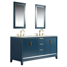 Load image into Gallery viewer, Water Creation Vanity Water Creation VEL072CWMB35 Elizabeth 72 Inch Double Sink Carrara White Marble Vanity In Monarch Blue with Matching Mirror and Lavatory Faucet