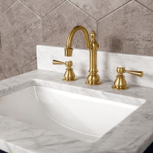 Load image into Gallery viewer, Water Creation Vanity Water Creation VMI024CWMB33 Madison 24-Inch Single Sink Carrara White Marble Vanity In Monarch Blue With Matching Mirror and Lavatory Faucet