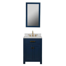 Load image into Gallery viewer, Water Creation Vanity Water Creation VMI024CWMB33 Madison 24-Inch Single Sink Carrara White Marble Vanity In Monarch Blue With Matching Mirror and Lavatory Faucet