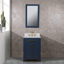 Load image into Gallery viewer, Water Creation Vanity Water Creation VMI024CWMB33 Madison 24-Inch Single Sink Carrara White Marble Vanity In Monarch Blue With Matching Mirror and Lavatory Faucet