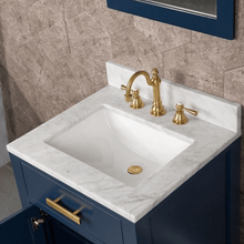 Load image into Gallery viewer, Water Creation Vanity Water Creation VMI024CWMB33 Madison 24-Inch Single Sink Carrara White Marble Vanity In Monarch Blue With Matching Mirror and Lavatory Faucet