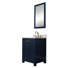 Load image into Gallery viewer, Water Creation Vanity Water Creation VMI024CWMB33 Madison 24-Inch Single Sink Carrara White Marble Vanity In Monarch Blue With Matching Mirror and Lavatory Faucet