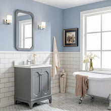 Load image into Gallery viewer, Water Creation Vanity Water Creation VQU024QCCG72 Queen 24 Inch Single Sink Quartz Carrara Vanity In Cashmere Grey with Lavatory Faucet
