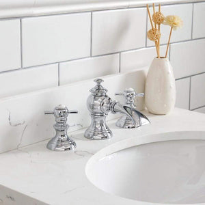 Water Creation Vanity Water Creation VQU024QCCG72 Queen 24 Inch Single Sink Quartz Carrara Vanity In Cashmere Grey with Lavatory Faucet