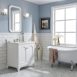 Water Creation Vanity Water Creation VQU030QCPW62 Queen 30 Inch Single Sink Quartz Carrara Vanity In Pure White with Lavatory Faucet
