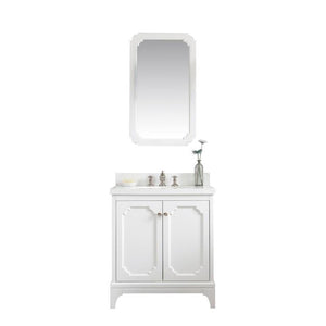 Water Creation Vanity Water Creation VQU030QCPW62 Queen 30 Inch Single Sink Quartz Carrara Vanity In Pure White with Lavatory Faucet