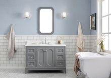 Load image into Gallery viewer, Water Creation Vanity Water Creation VQU048QCCG01 Queen 48 Inch Single Sink Quartz Carrara Vanity In Cashmere Grey With Matching Mirror