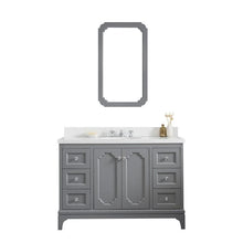 Load image into Gallery viewer, Water Creation Vanity Water Creation VQU048QCCG01 Queen 48 Inch Single Sink Quartz Carrara Vanity In Cashmere Grey With Matching Mirror