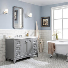 Load image into Gallery viewer, Water Creation Vanity Water Creation VQU048QCCG01 Queen 48 Inch Single Sink Quartz Carrara Vanity In Cashmere Grey With Matching Mirror