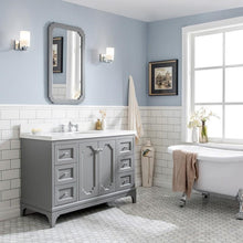 Load image into Gallery viewer, Water Creation Vanity Water Creation VQU048QCCG72 Queen 48 Inch Single Sink Quartz Carrara Vanity In Cashmere Grey with Lavatory Faucet
