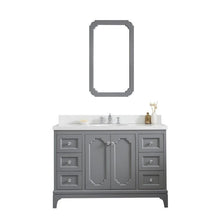 Load image into Gallery viewer, Water Creation Vanity Water Creation VQU048QCCG72 Queen 48 Inch Single Sink Quartz Carrara Vanity In Cashmere Grey with Lavatory Faucet