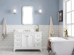 Water Creation Vanity Water Creation VQU048QCPW00 Queen 48 Inch Single Sink Quartz Carrara Vanity In Pure White