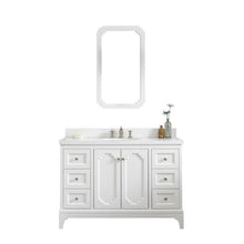 Load image into Gallery viewer, Water Creation Vanity Water Creation VQU048QCPW62 Queen 48 Inch Single Sink Quartz Carrara Vanity In Pure White with Lavatory Faucet