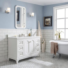 Load image into Gallery viewer, Water Creation Vanity Water Creation VQU048QCPW62 Queen 48 Inch Single Sink Quartz Carrara Vanity In Pure White with Lavatory Faucet