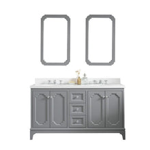 Load image into Gallery viewer, Water Creation Vanity Water Creation VQU060QCCG00 Queen 60 Inch Double Sink Quartz Carrara Vanity In Cashmere Grey