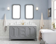 Load image into Gallery viewer, Water Creation Vanity Water Creation VQU060QCCG00 Queen 60 Inch Double Sink Quartz Carrara Vanity In Cashmere Grey
