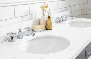 Water Creation Vanity Water Creation VQU060QCCG00 Queen 60 Inch Double Sink Quartz Carrara Vanity In Cashmere Grey