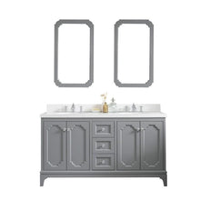 Load image into Gallery viewer, Water Creation Vanity Water Creation VQU060QCCG72 Queen 60 Inch Double Sink Quartz Carrara Vanity In Cashmere Grey with Lavatory Faucet
