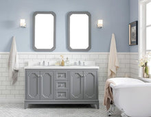 Load image into Gallery viewer, Water Creation Vanity Water Creation VQU060QCCG72 Queen 60 Inch Double Sink Quartz Carrara Vanity In Cashmere Grey with Lavatory Faucet