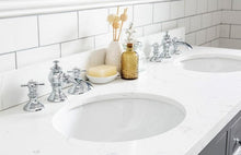 Load image into Gallery viewer, Water Creation Vanity Water Creation VQU060QCCG72 Queen 60 Inch Double Sink Quartz Carrara Vanity In Cashmere Grey with Lavatory Faucet