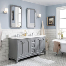 Load image into Gallery viewer, Water Creation Vanity Water Creation VQU060QCCG72 Queen 60 Inch Double Sink Quartz Carrara Vanity In Cashmere Grey with Lavatory Faucet