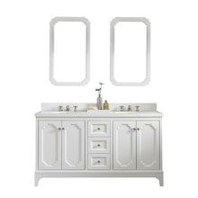 Load image into Gallery viewer, Water Creation Vanity Water Creation VQU060QCPW00 Queen 60 Inch Double Sink Quartz Carrara Vanity In Pure White