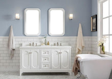 Load image into Gallery viewer, Water Creation Vanity Water Creation VQU060QCPW62 Queen 60 Inch Double Sink Quartz Carrara Vanity In Pure White with Lavatory Faucet