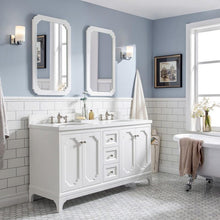 Load image into Gallery viewer, Water Creation Vanity Water Creation VQU060QCPW62 Queen 60 Inch Double Sink Quartz Carrara Vanity In Pure White with Lavatory Faucet